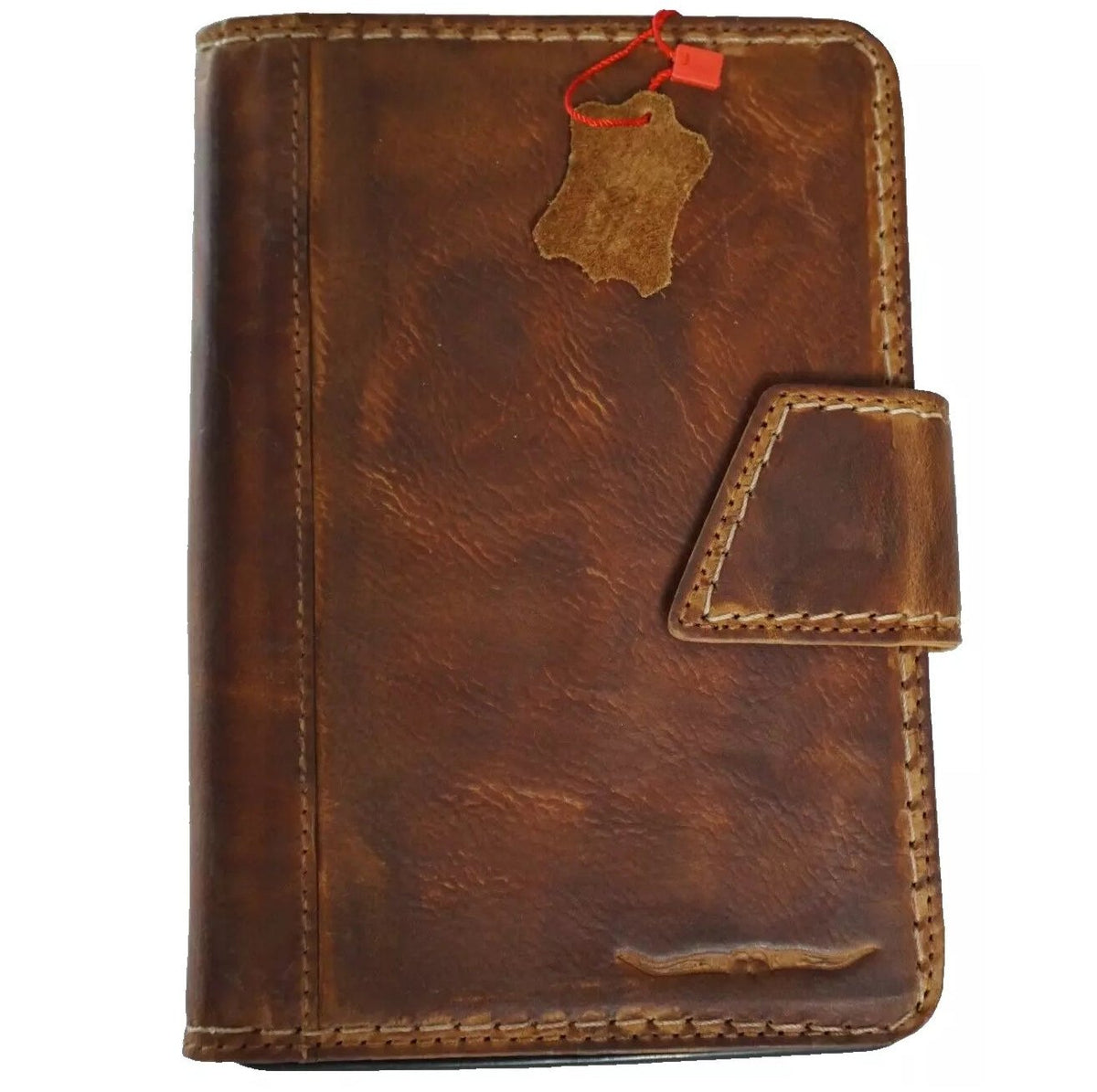 Genuine tan leather iPad Mini case by DAVISCASE, handmade, hand-sewn cover for iPad Mini 3-6, with a luxurious, slim design.