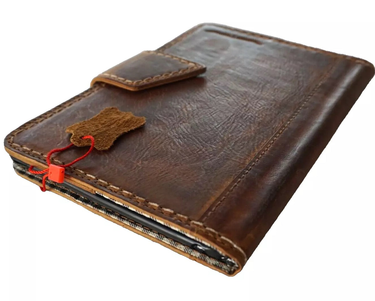 Genuine leather handmade tan case for Apple iPad Mini 3-6, Pro 9.7, featuring hand-sewn details and luxurious design.
