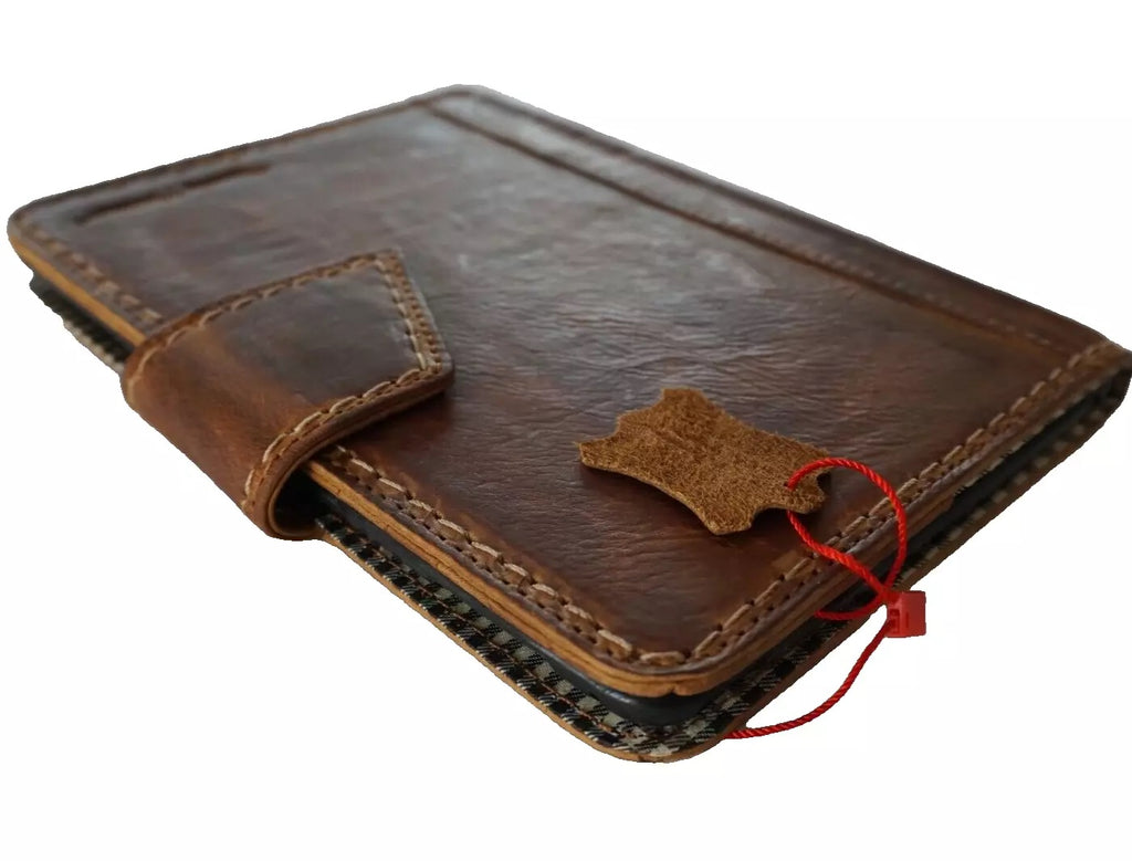 Genuine leather hand-sewn tan case for Apple iPad Mini 4-6, luxury handmade cover by DAVISCASE, fits 9.7-inch iPad Mini.