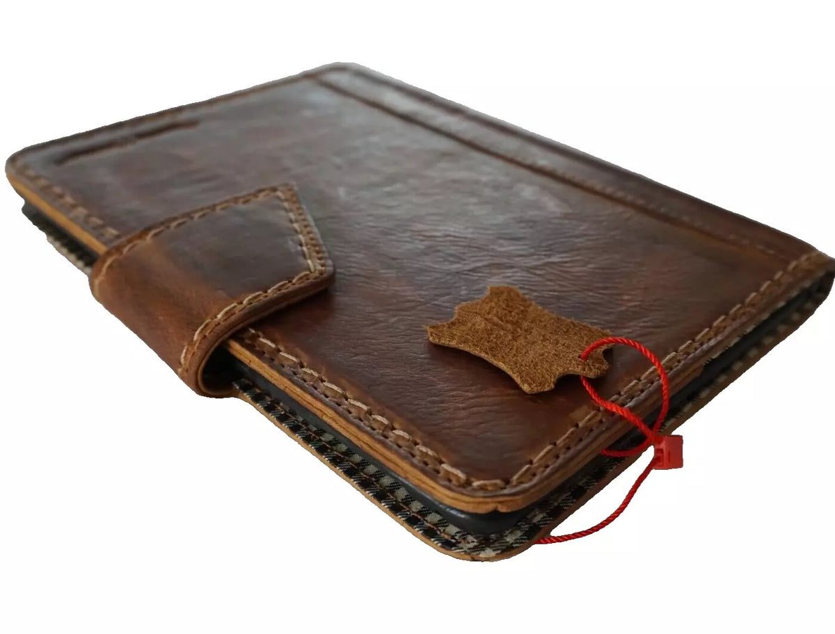 Genuine leather hand-sewn tan case for Apple iPad Mini 4-6, luxury handmade cover by DAVISCASE, fits 9.7-inch iPad Mini.