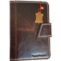 Genuine dark leather case for Apple iPad Mini 6, 5, 4, 3 Pro, hand-sewn luxury cover by DAVISCASE, showcasing craftsmanship.
