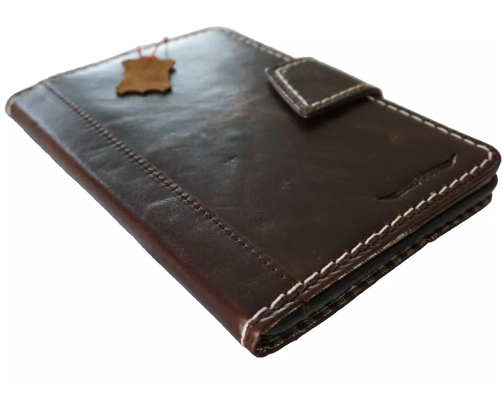 Handmade genuine leather case for Apple iPad Mini 6, 5, 4, 3, and iPad Pro 9.7 by DAVISCASE, dark color, with hand-sewn details.