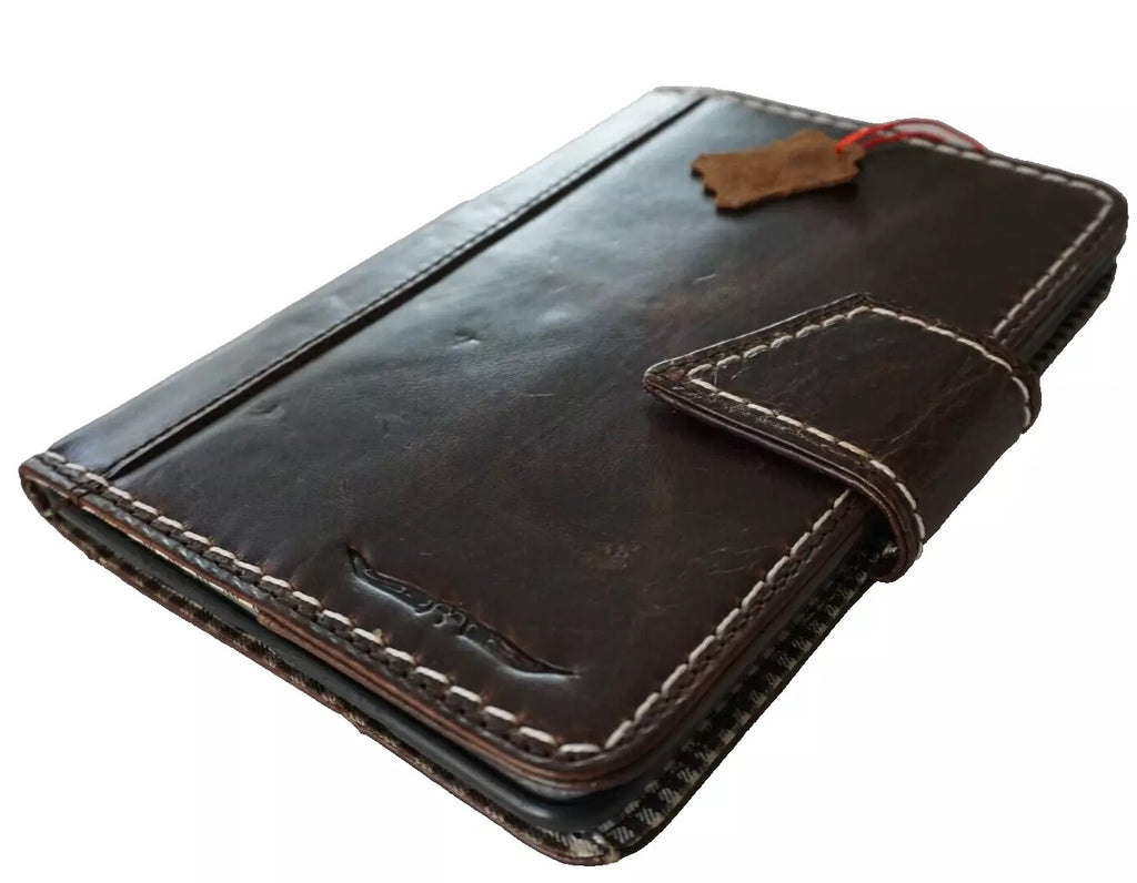 Genuine dark leather iPad Mini case by DAVISCASE, handcrafted with hand-sewn details for Apple iPad Mini 3 to 6, luxury protective cover