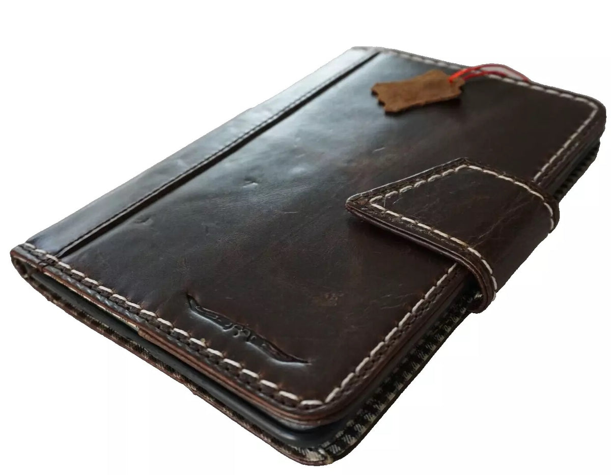 Genuine dark leather iPad Mini case by DAVISCASE, handcrafted with hand-sewn details for Apple iPad Mini 3 to 6, luxury protective cover
