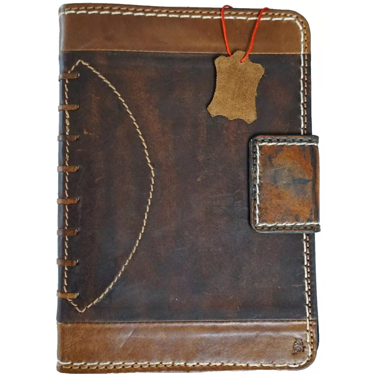 Genuine leather hand-sewn case for Apple iPad Mini 3-6 and iPad Pro 9.7, featuring a luxurious football-style design.