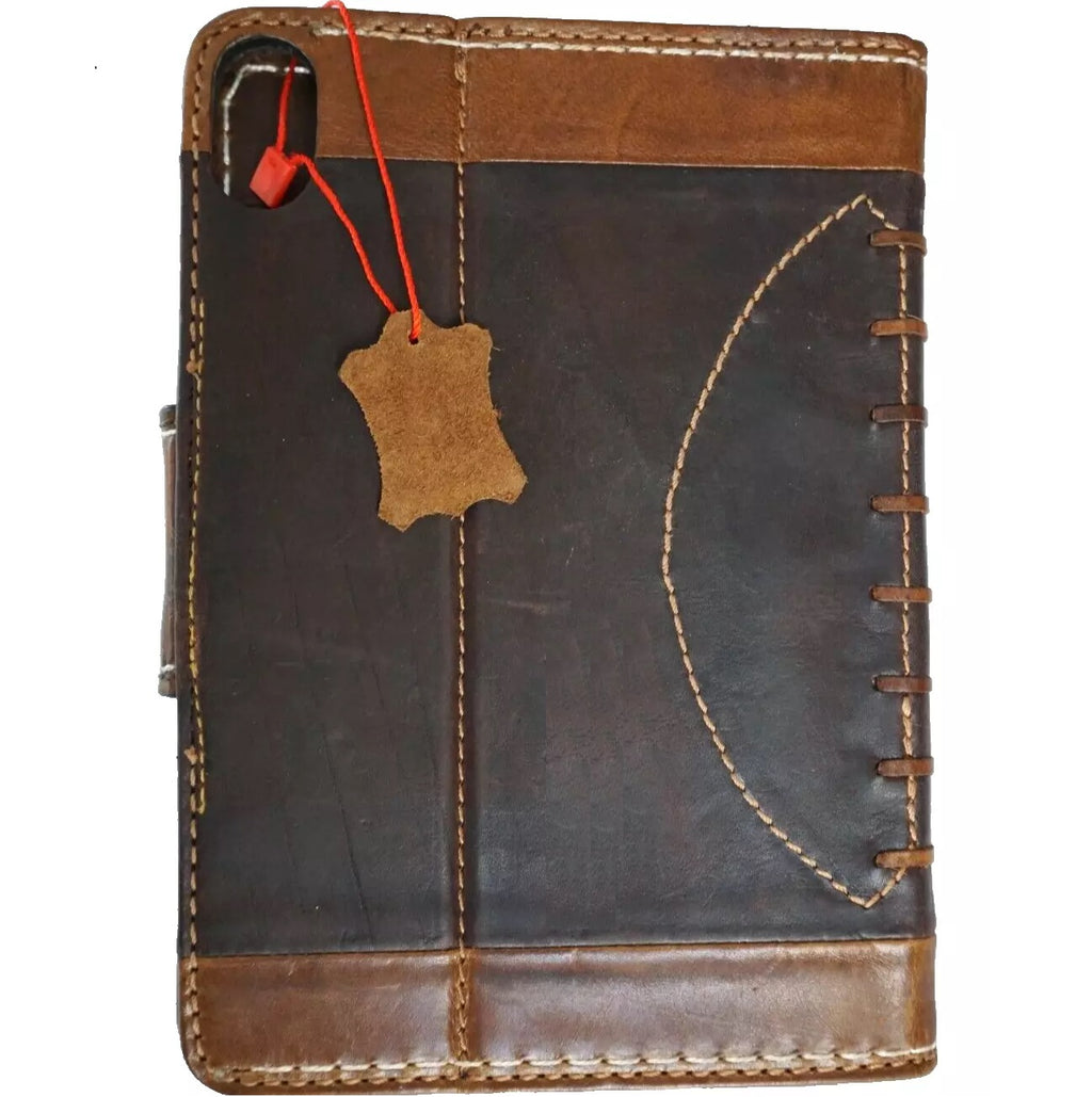 Genuine leather handcrafted case for Apple iPad Mini 6, 5, 4, or 3 Pro by DAVISCASE, featuring a stylish football stitch design.