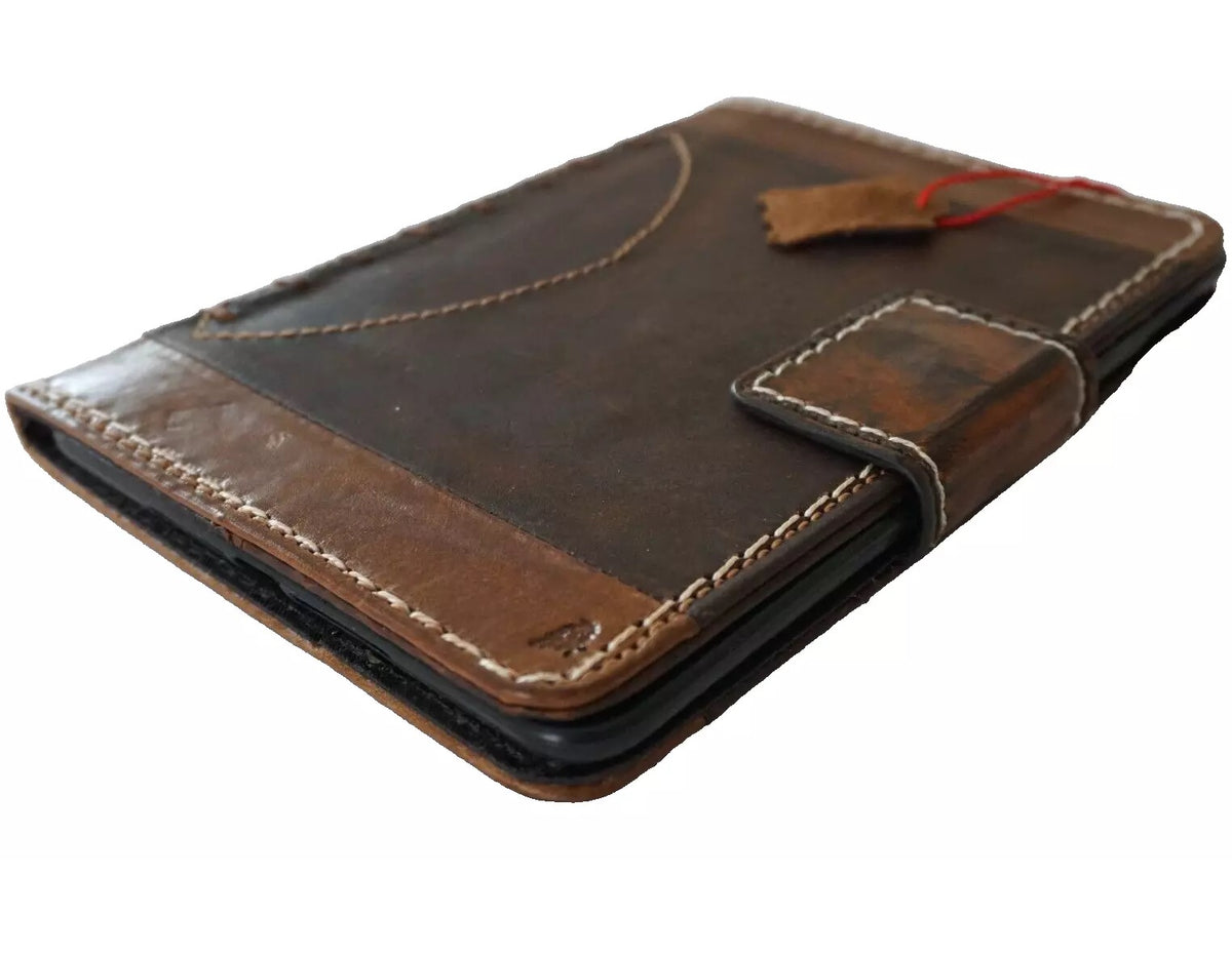 Genuine leather handmade iPad mini 6 5 4 3 Pro cover by DAVISCASE, featuring detailed hand-sewn football embroidery on a luxury case.