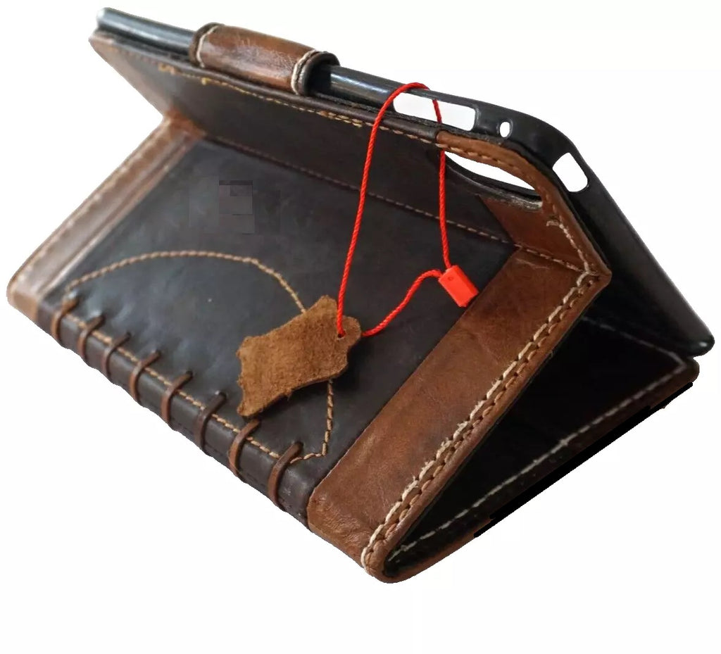 Genuine leather handmade iPad Mini case by DAVISCASE, featuring a luxury football-style hand-sewn design for models 3 to 6.