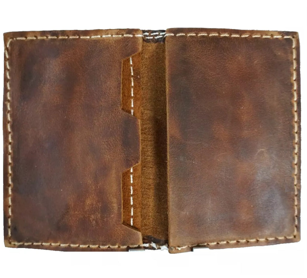 Men's genuine leather passport wallet and credit card holder, slim soft Italian design with custom finish.