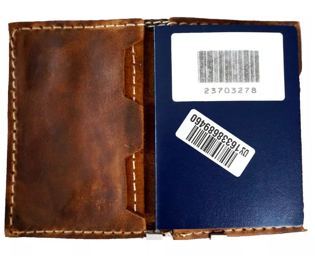 Men's genuine leather passport wallet and credit card holder, slim soft Italian design with custom finish.