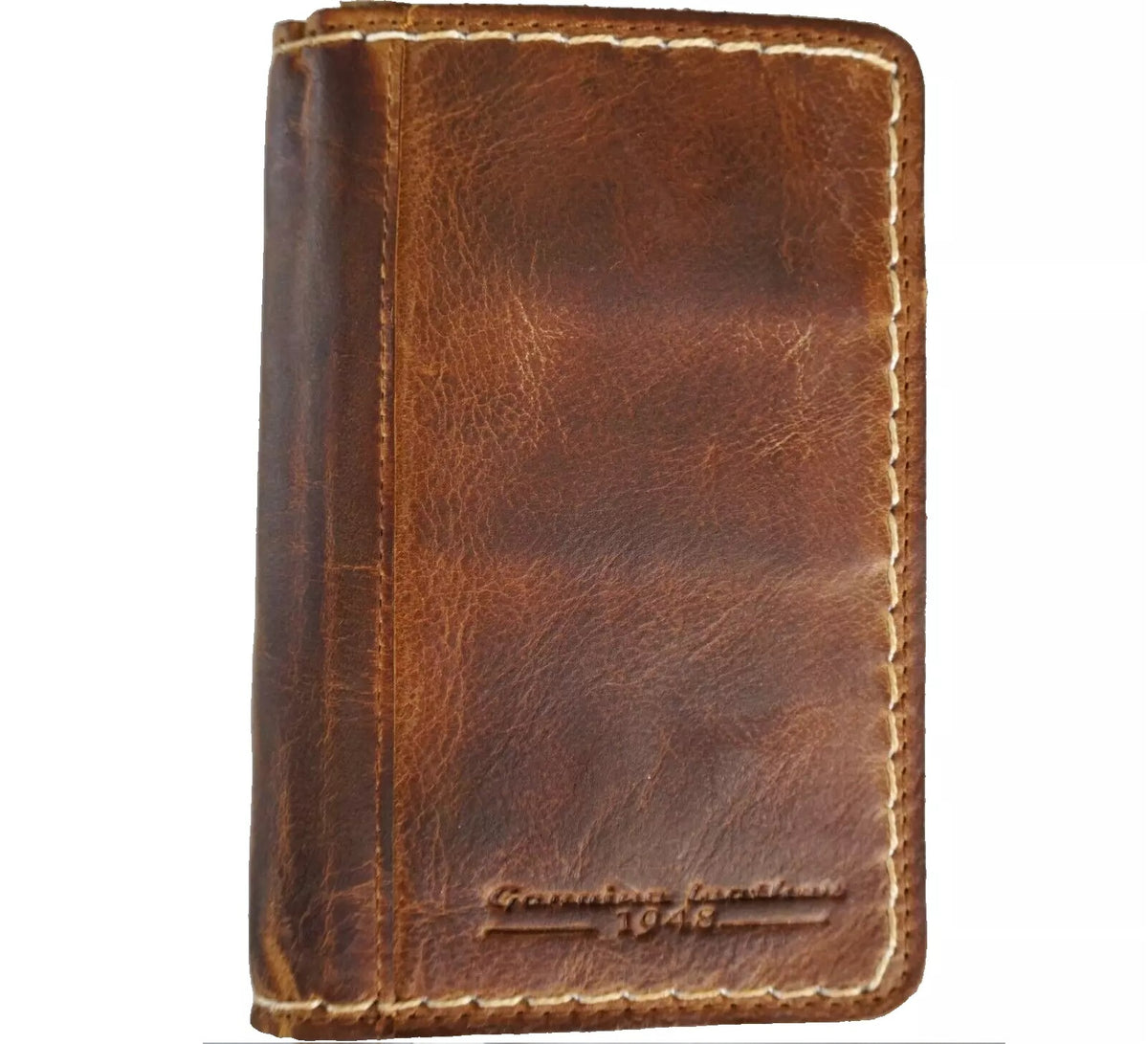Genuine leather men's slim credit card wallet with soft Italian leather, vintage style, handcrafted by HansMade Diy.