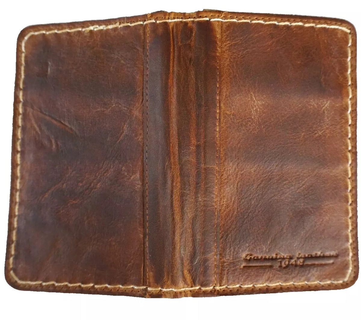 Mens genuine leather slim wallet with credit card slots, soft Italian leather, vintage style, handcrafted by HansMade.