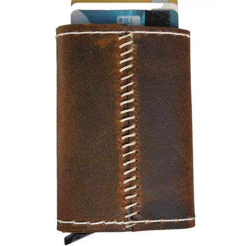 Men's genuine cow leather wallet with removable anti-theft ID case, handcrafted by DAVISCASE.