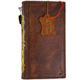 Handmade genuine leather Galaxy Z Fold 3-7 wallet case with gold stamp art, crafted by DAVISCASE, showing detailed leather craftsmanship.
