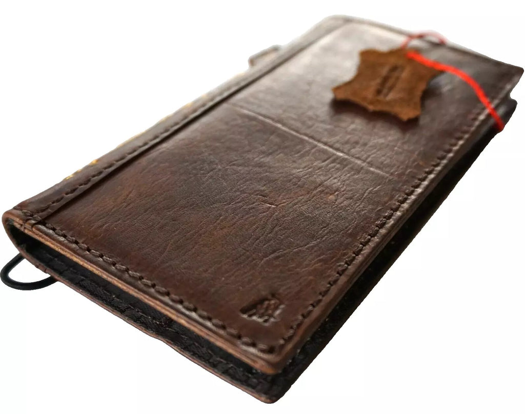 Handmade genuine leather phone case by DAVISCASE for Galaxy S22, S21, S20, S23, S24, S25 Ultra and Z Fold 3-7 wallet book in gold
