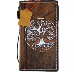Genuine Leather For Galaxy s22 s21 s20 S23 S24 S25 Edge Ultra Fe Note Case Plus Z Fold 3 4 5 6 7 Wallet The Tree Of Life Embossing Oiled