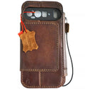 Genuine leather Google Pixel Fold case by DAVISCASE with book-style wallet design, closure, and removable holder for Pixel models.