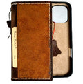 Handmade genuine leather phone case for iPhone 13-16 Pro Max and 8 Plus, featuring a removable wallet design by DAVISCASE.