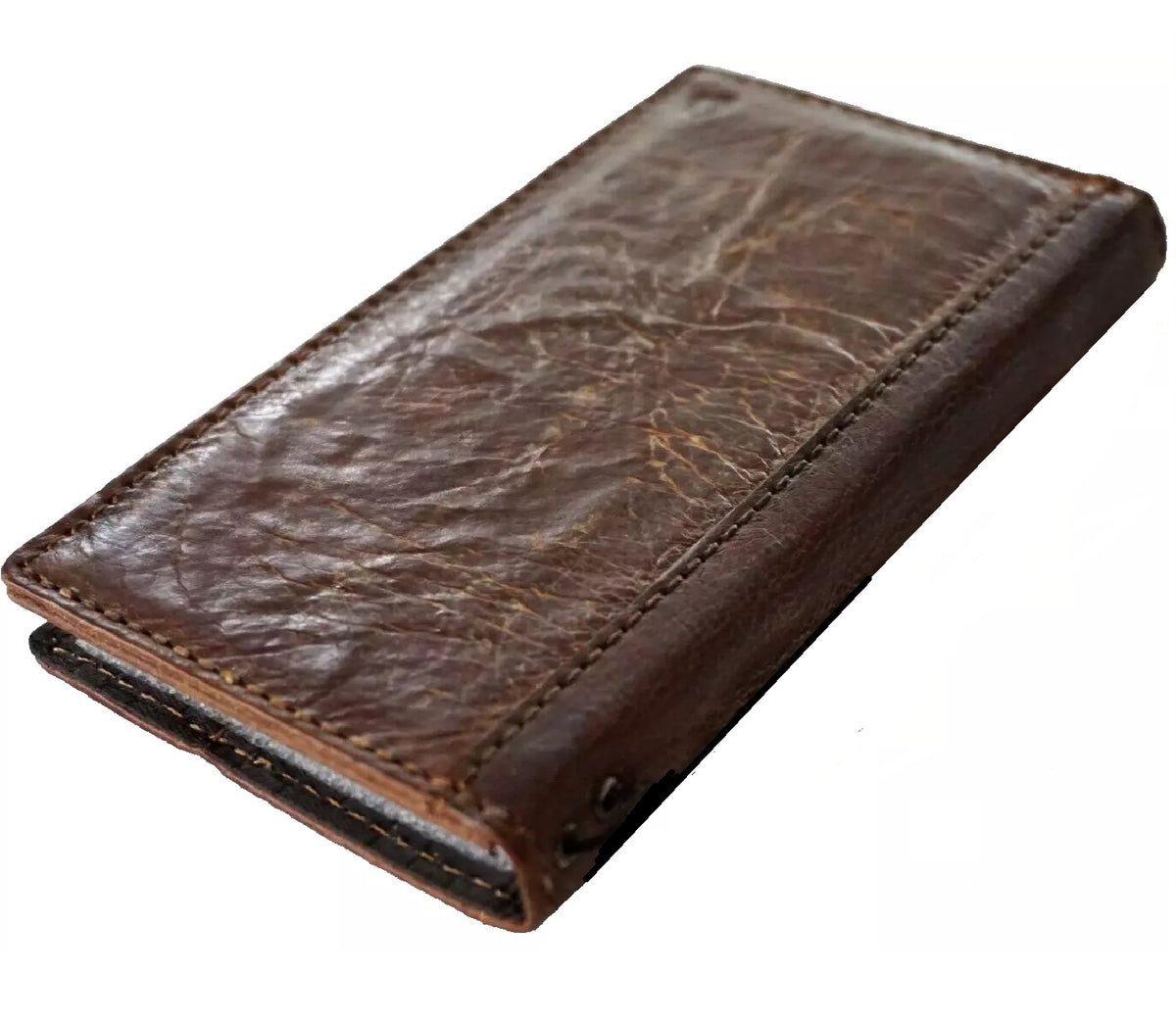 Handmade genuine leather phone case for iPhone 16, 15, 14, 13, 12, 8 Plus, with wallet and book cover design by DAVISCASE