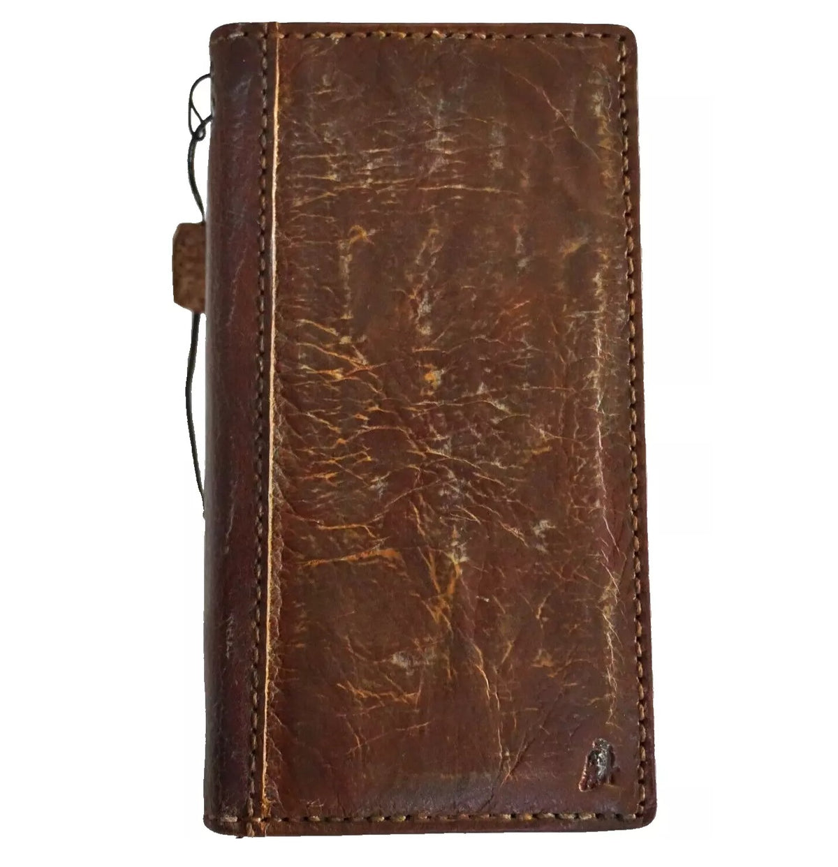 Handmade genuine leather phone case for iPhone 12 to 16 Pro Max, with wallet and book cover design by DAVISCASE.