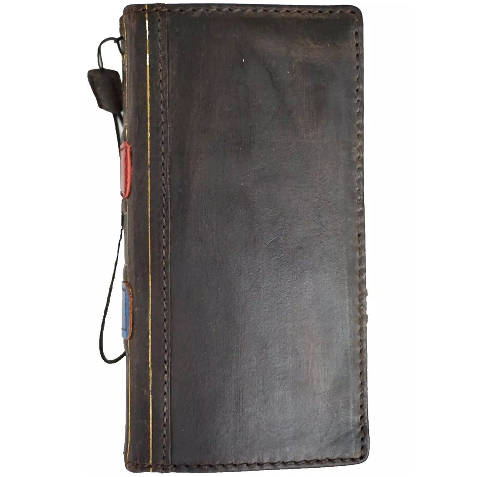 Blue genuine leather Google Pixel phone case with fold wallet design by DAVISCASE, featuring a handcrafted Bible crafts style.