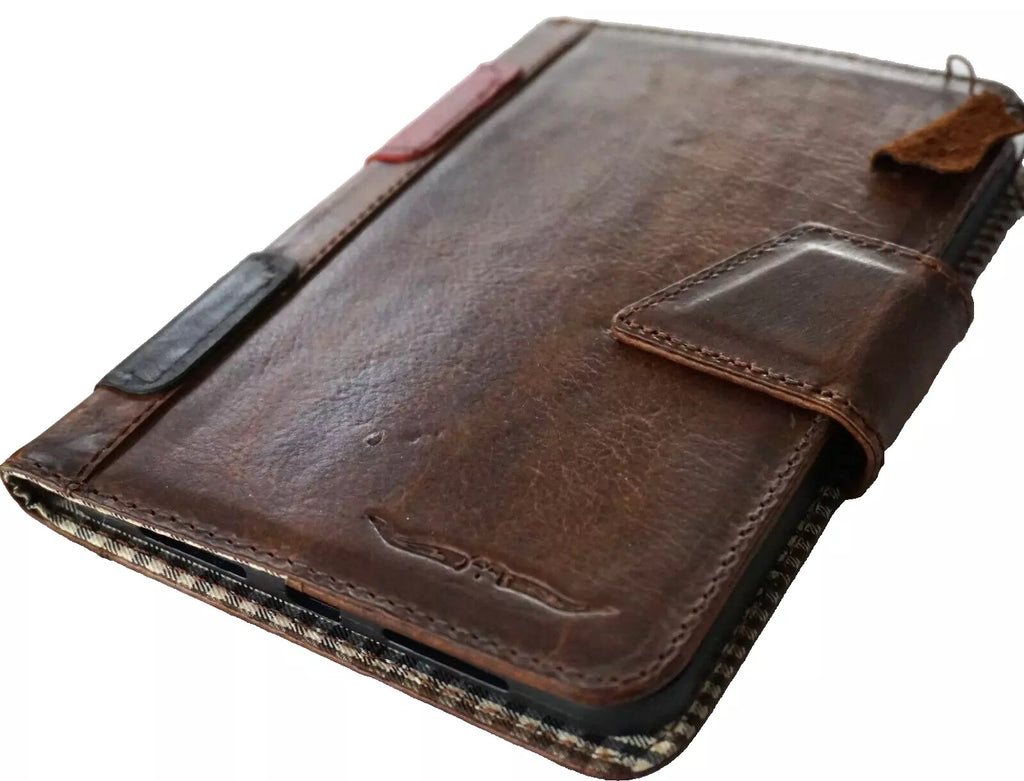 Genuine leather case for Apple iPad Mini 7 6 5 4 3 Pro by DAVISCASE, in red and blue, handcrafted for luxury protection.