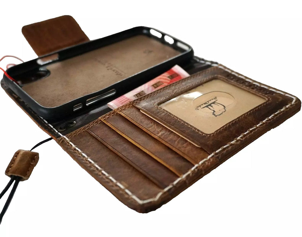 Genuine leather Galaxy S25 S23 S24 Ultra and Note FE Edge case by DAVISCASE, tan wallet book cover with Z Fold design.