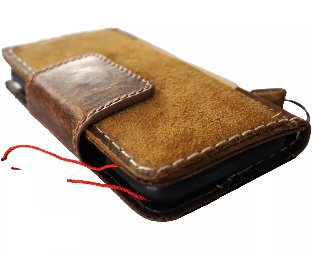 Genuine leather Galaxy S25/S23/S24 Ultra Note FE Edge case by DavisCase, tan wallet-style cover with Z Fold design, side view.
