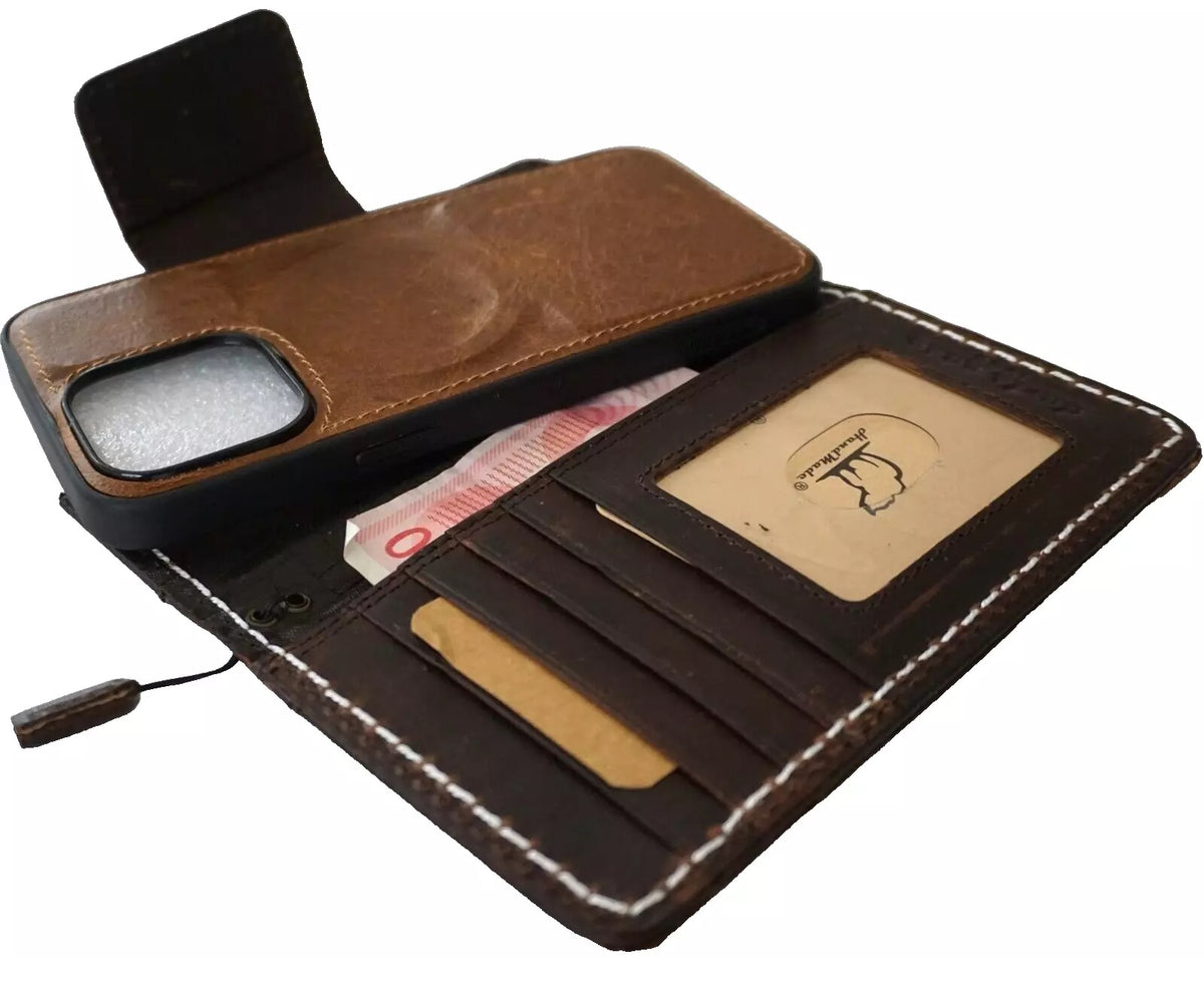 Genuine tan leather Galaxy S25/S23/S24 Ultra Note Edge Z Fold 3 4 5 6 7 case with wallet and luxury oiled finish by DAVISCASE