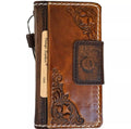 Handmade genuine leather phone case for iPhone 13-16 Pro Max, featuring wallet and sewing details by DAVISCASE.