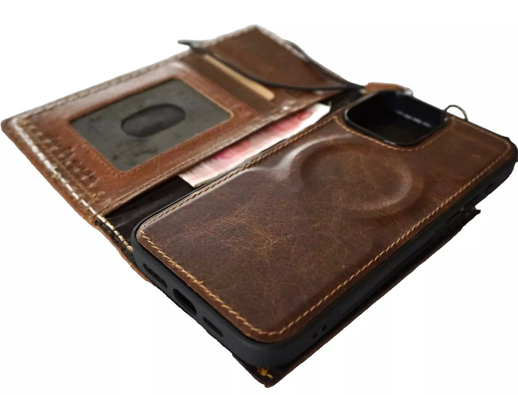 Genuine tan leather Galaxy S26, S25, S23, S24 Ultra, Note Edge, Z Fold 3-7 case with wallet and cover by DAVISCASE.