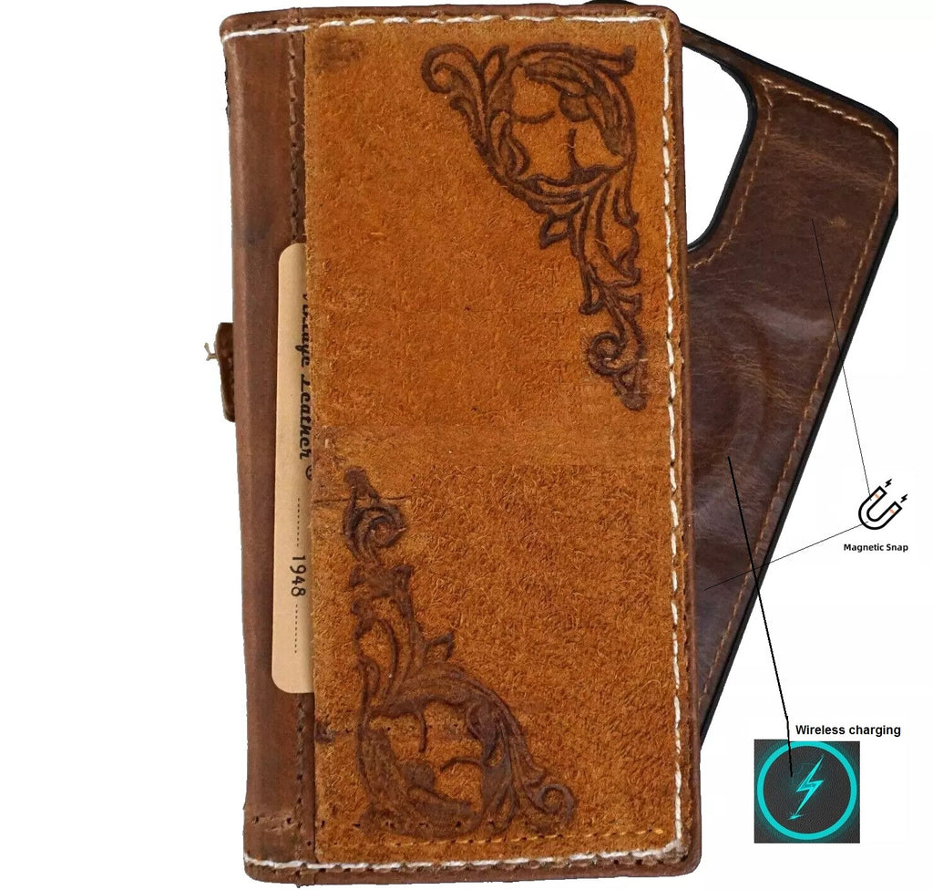 Genuine leather Galaxy S26 S25 S23 S24 Ultra Note Edge FE case by DAVISCASE, tan wallet book Z Fold 3 4 5 6 7 phone cover