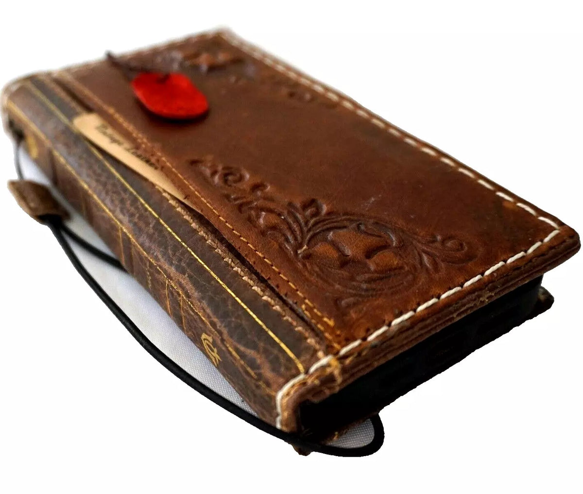 Genuine tan leather Galaxy S26/S25/S23/S24 Ultra Note Edge FE case with wallet, Bible book, Z Fold 3-7 cover by DAVISCASE.