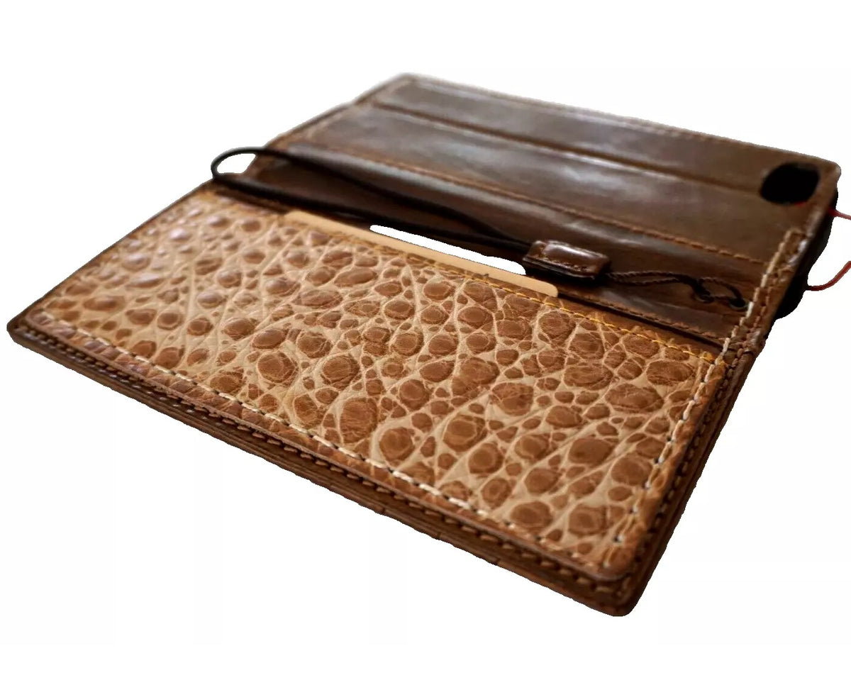 Handmade genuine leather phone case for iPhone 12-16 Pro Max with removable wallet, crafted by DAVISCASE.