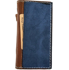 Genuine Leather For Galaxy S25 S23 S24 Ultra Note Edge FE Case Plus Wallet Book Z Fold 3 4 5 6 7 Cover Luxury Blue S 25