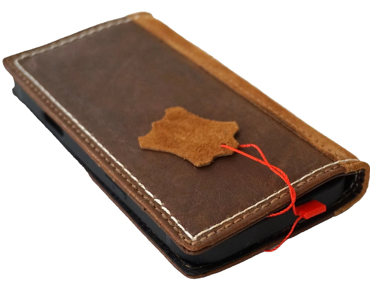 Handmade genuine leather wallet case for Galaxy Z Fold 3 to 8, with suede cover and luxury design by DAVISCASE.