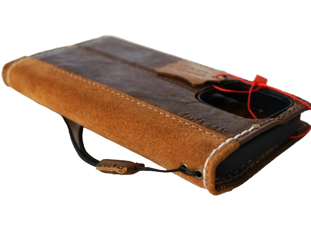 Handmade genuine leather Galaxy Z Fold 3-8 Ultra wallet phone case by DAVISCASE with suede cover and luxury design.