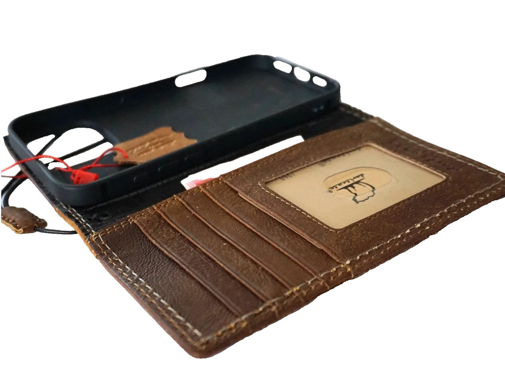 Handmade genuine leather wallet book case for Galaxy Z Fold 3 4 5 6 7, featuring suede cover and luxury craftsmanship by DAVISCASE.