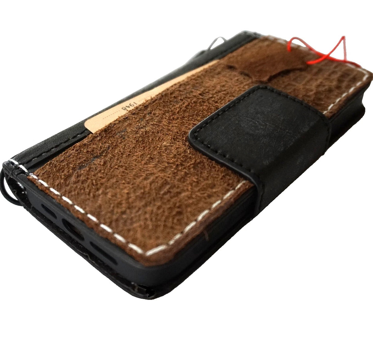 Genuine leather Galaxy S26 S25 S23 S24 Ultra Note Edge FE case by DAVISCASE in tan and black with wallet and Z Fold design.