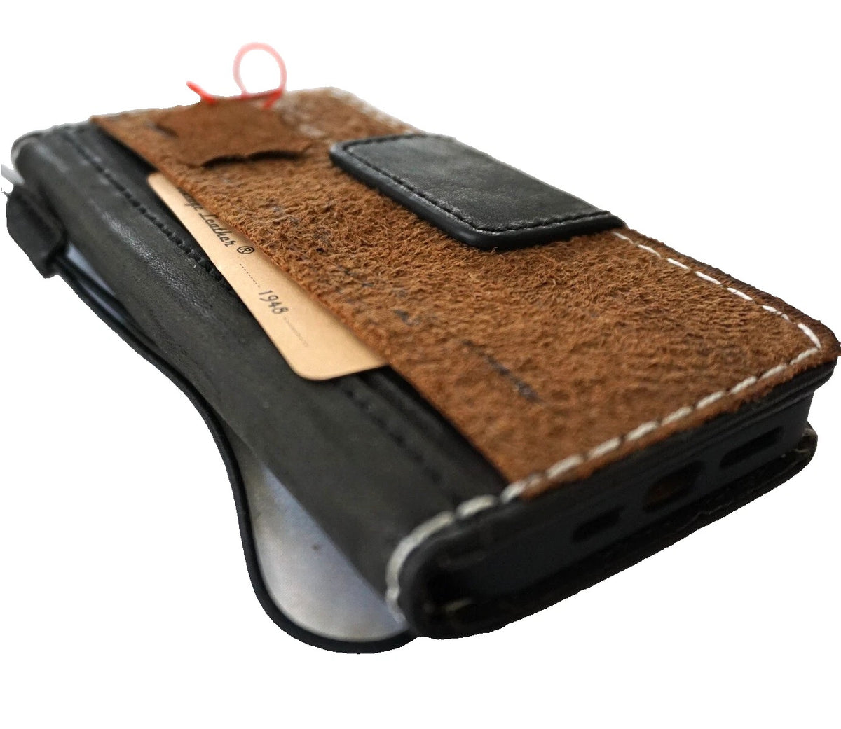 Genuine leather Galaxy S26, S25, S23, S24 Ultra, Note, Edge, FE, Z Fold 3-7 case with wallet and cover in tan and black.