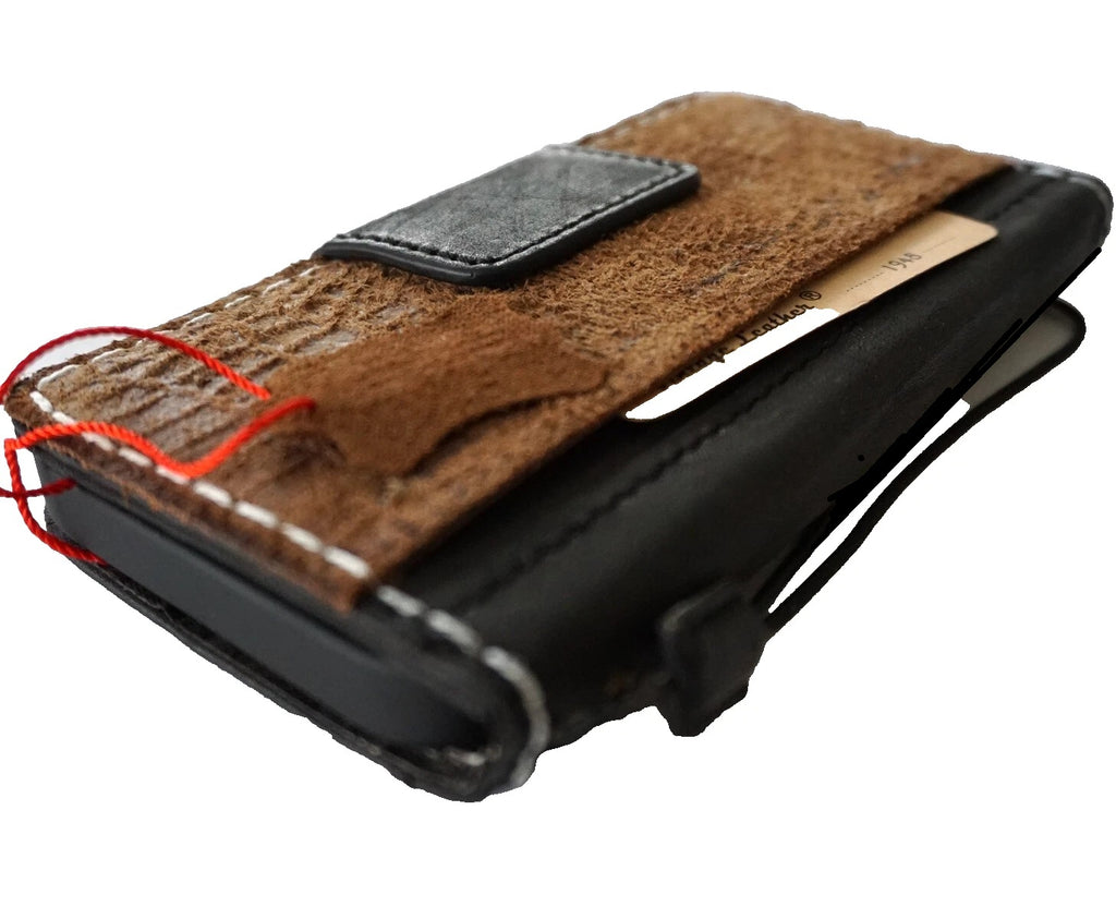 Genuine leather Galaxy S26, S25, S23, S24 Ultra, Note, Edge, Z Fold 3-7 case with wallet cover in tan and black, by DAVISCASE.