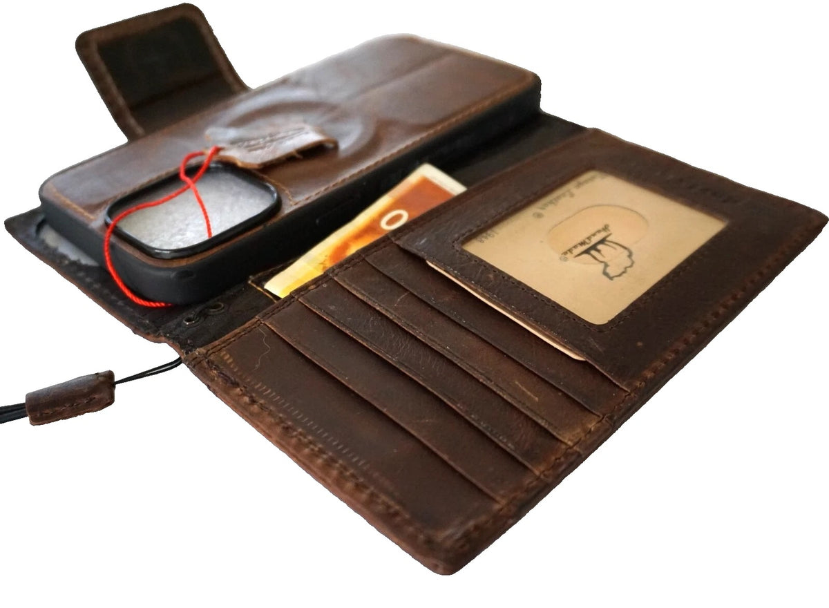 Genuine leather GALAXY S21 S22 S23 S24 S25 S26 Edge Ultra Note FE Z Fold 3-7 wallet case with patches and magnetic closure by DAVISCASE