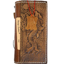 Handmade genuine leather phone case for iPhone 12-17 Pro Max with removable wallet, featuring Zamch Dragon DIY sewing by DAVISCASE.