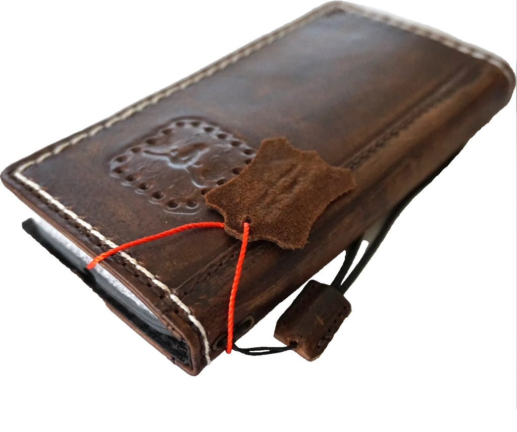 Handmade genuine leather phone case for iPhone 13-16 Pro Max with removable wallet, crafted by DAVISCASE.