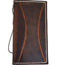 Handmade genuine leather phone case for iPhone models with removable wallet, sewn details, by DAVISCASE.