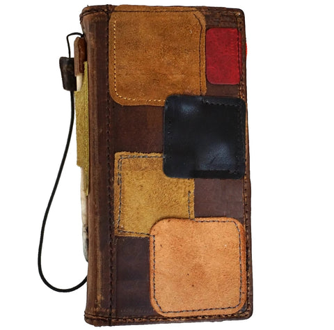 Genuine Leather Case For Apple iPhone 13 14 15 16 16E Pro Max 8 Plus Wallet Book HandMade Limited edition Patches