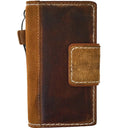 Handmade genuine leather wallet case for Apple iPhone 12-16 Pro Max, with magnetic suede tan finish by DAVISCASE.