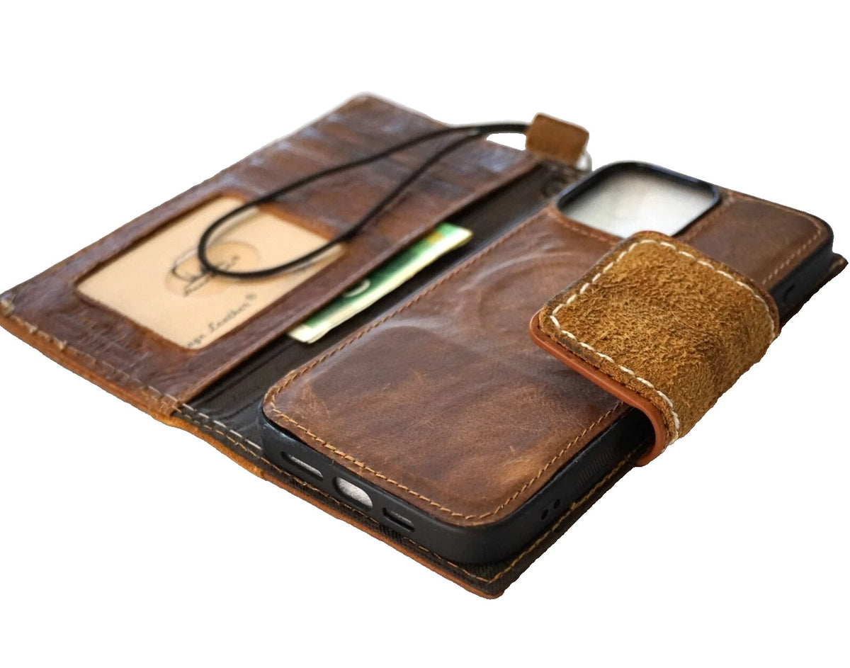 Genuine leather Galaxy S26 S25 S23 S24 Ultra Note Edge FE case by DAVISCASE, tan suede wallet book cover with Z Fold design.