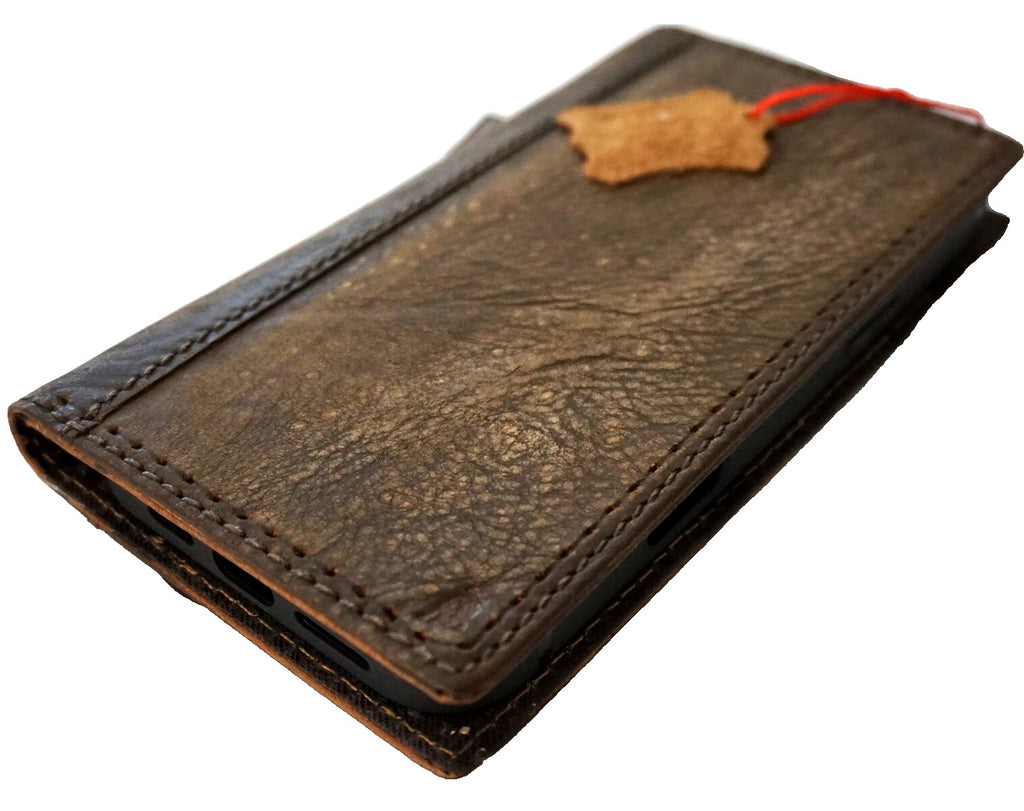 Handmade genuine leather phone case for iPhone 12 to 17 Pro Max, luxury Air Wallet Book Cover by DAVISCASE.