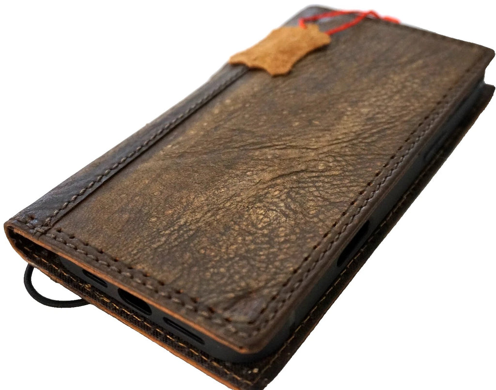 Handmade genuine leather phone case for iPhone 12 to 17 Pro Max by DAVISCASE, featuring a luxurious Air Wallet Book Cover design.